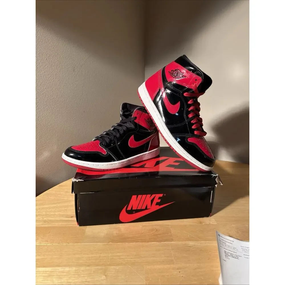 Nike Air Jordan 1 Retro High OG Patent Bred High Top Black/Red 555088-063 OG BOX
